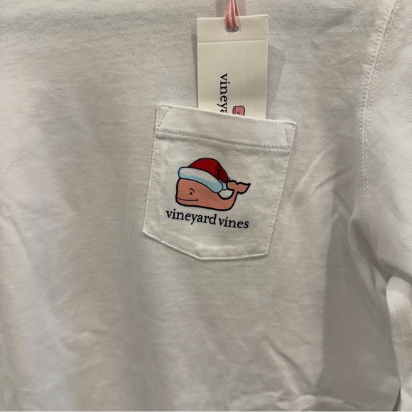 Vineyard Vines White Shirt with Santa Whale Logo - Picture 2 of 5